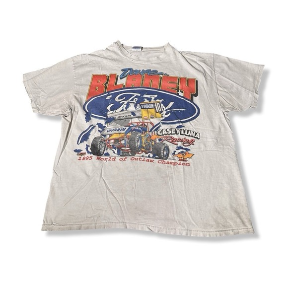 Hanes Other - Vintage Dave Blaney 90s World Champion T Shirt Racing White Men's Size 2XL Worn